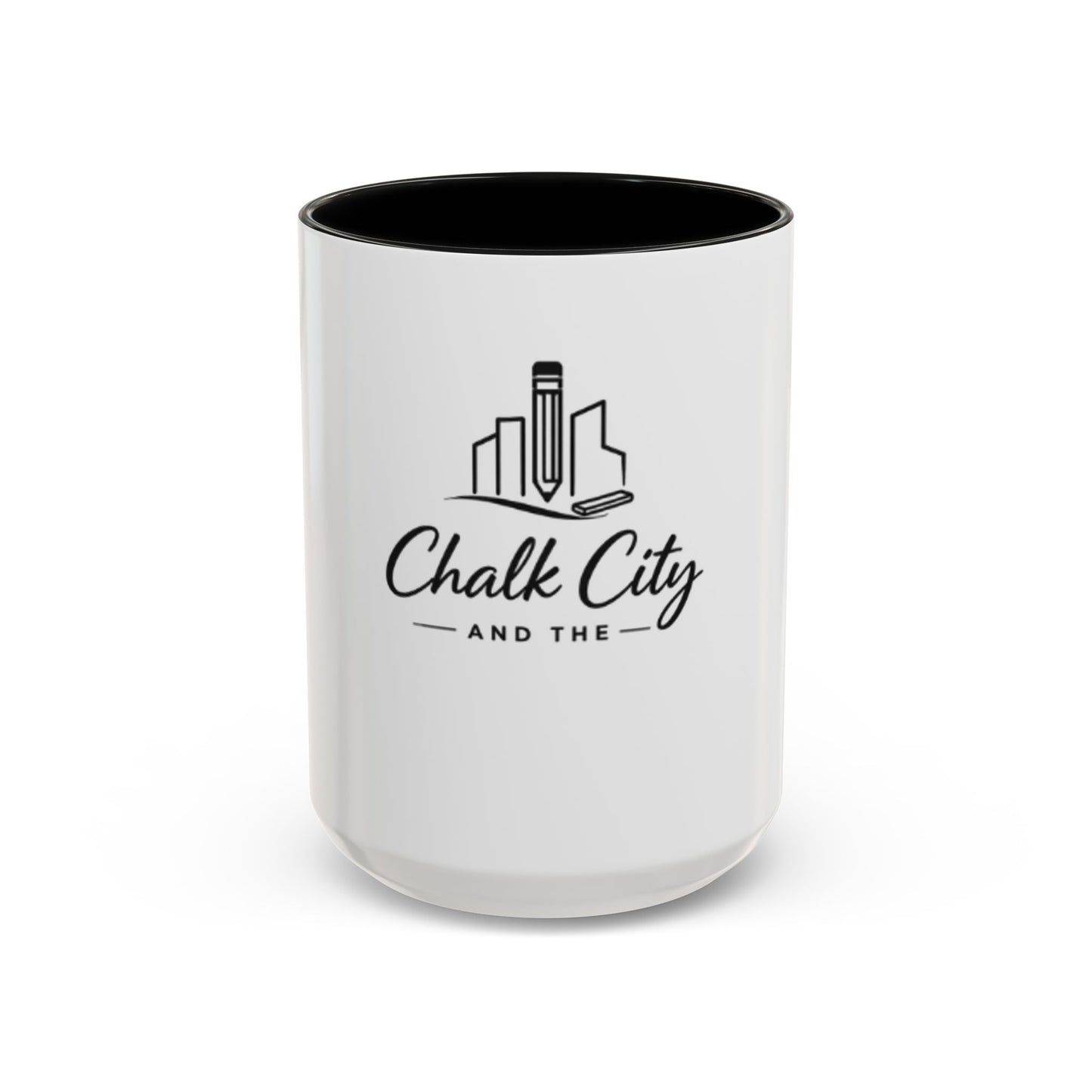 Chalk City Logo Accent Coffee Mug – Black-Trim Ceramic