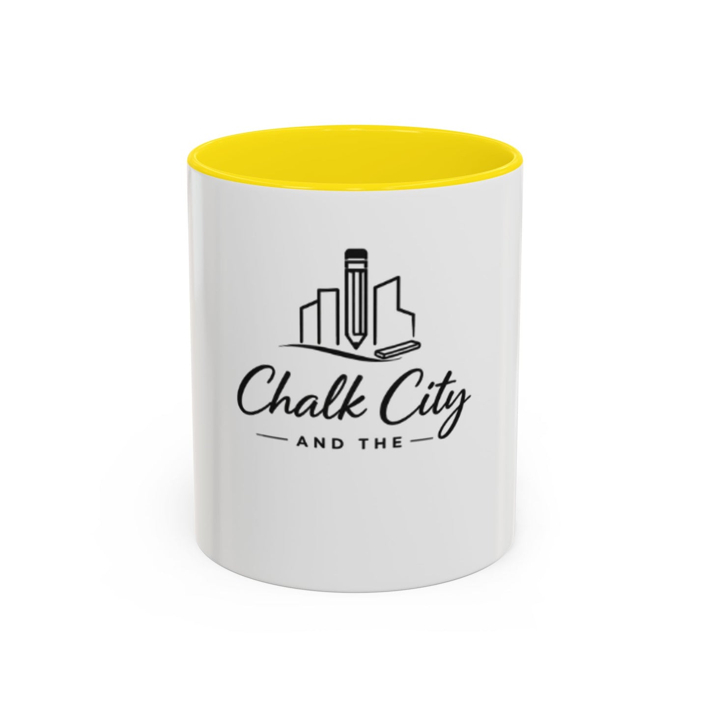 Chalk City Logo Accent Coffee Mug – Black-Trim Ceramic