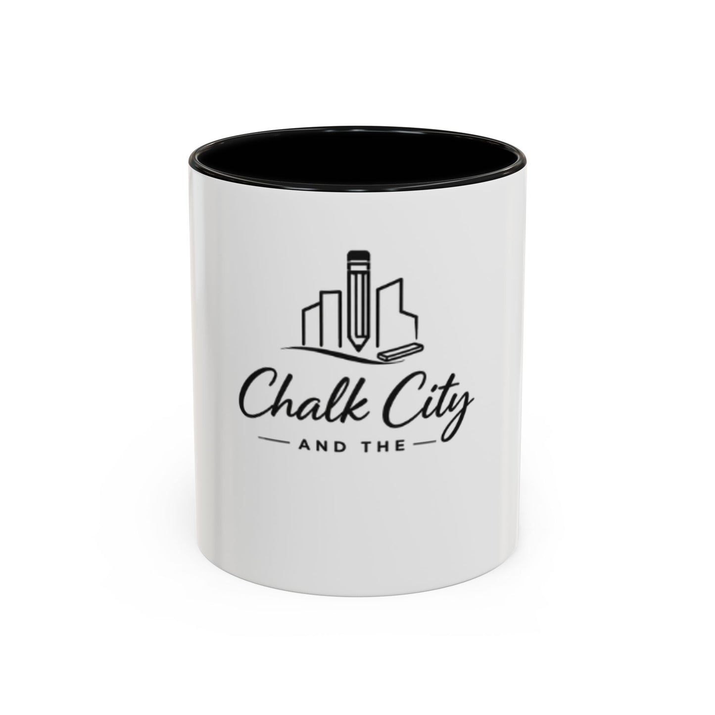 Chalk City Logo Accent Coffee Mug – Black-Trim Ceramic